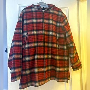 Vintage Woolrich Plaid Hooded Peacoat